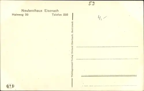 Ak Lutherstadt Eisenach in Thüringen, Jugendschlösschen Neulandhaus, Hainweg 33