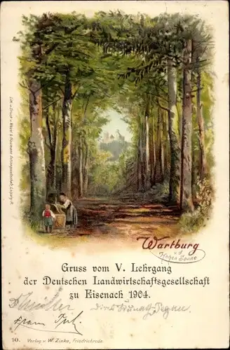 Litho Lutherstadt Eisenach in Thüringen, Wartburg, Allee