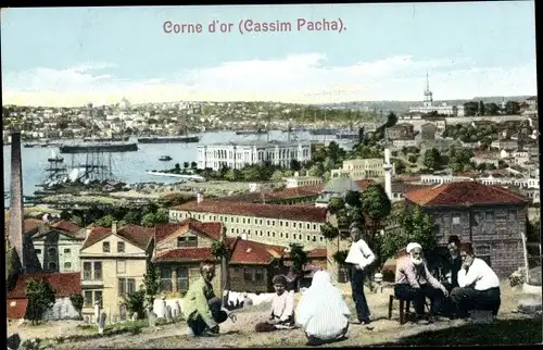 Ak Konstantinopel Istanbul Türkei, Goldenes Horn, Cassim Pascha, Panorama