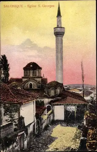 Ak Thessaloniki Griechenland, Église St. Georges, Minarett