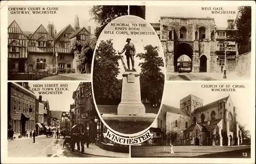 Ak Winchester Südostengland, Westtor, St.-Kreuz-Kirche, Denkmal