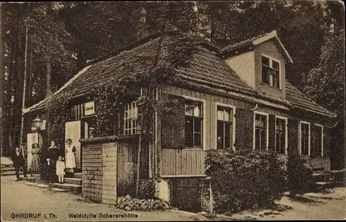 Ak Ohrdruf in Thüringen, Waldidylle Scherershütte