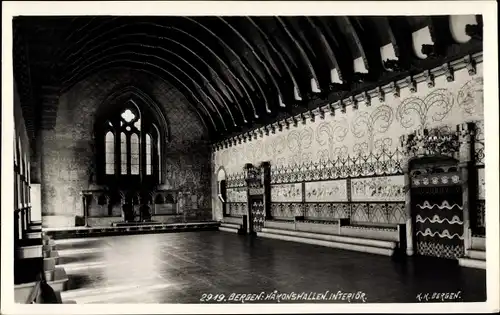 Ak Bergen Norwegen, Innenansicht der Hakonshallen