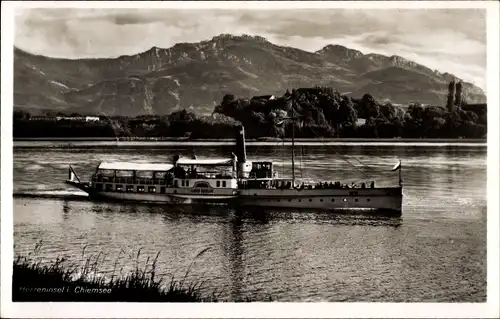 Ak Herrenchiemsee Herreninsel Chiemsee Oberbayern, Dampfer