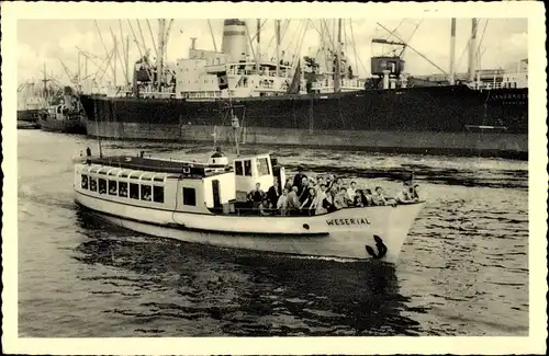 Ak Hansestadt Bremen, Personenschifffahrt Otto W. A. Schreiber, Dampfer Wesertal