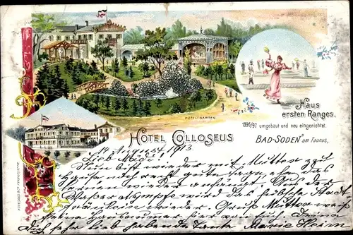 Litho Bad Soden am Taunus Hessen, Hotel Colloseus, Hotel-Garten