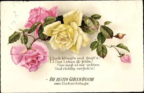 Ak Glückwunsch Geburtstag, Rosenblüten