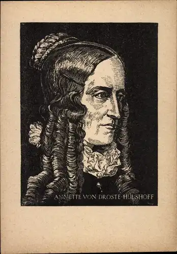 Künstler Ak Stratil, Karl, Schriftstellerin Annette von Droste-Hülshoff, Portrait