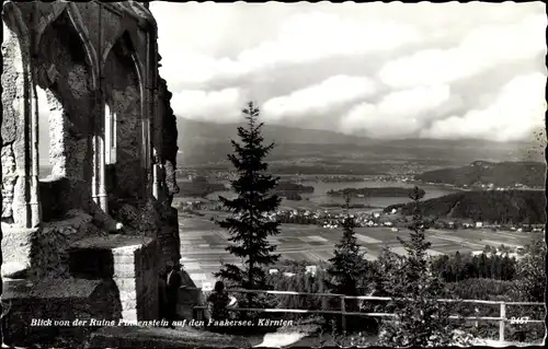 Ak Kärnten, Blick von der Ruine Pinkenstein auf den Faakersee