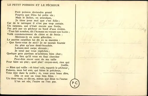 Künstler Ak Spahn, v., Fabeln von La Fontaine, Der kleine Fisch und der Fischer