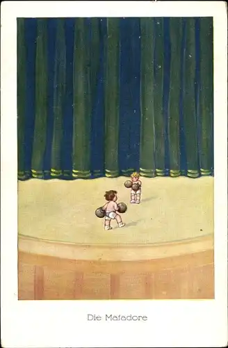 Ak Matadore, Zwei Jungen auf der Bühne, Boxkampf