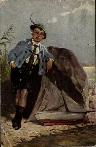 Künstler Ak Junge in bayrischer Volkstracht, Portrait