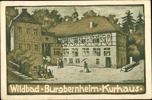 Künstler Ak Wildbad Burgbernheim Mittelfranken Bayern, Kurhaus