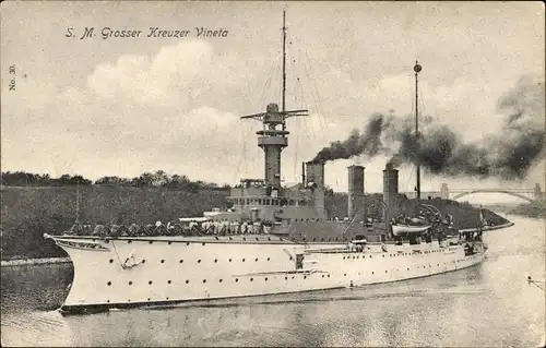 Ak Deutsches Kriegsschiff, SMS Vineta, Großer Kreuzer