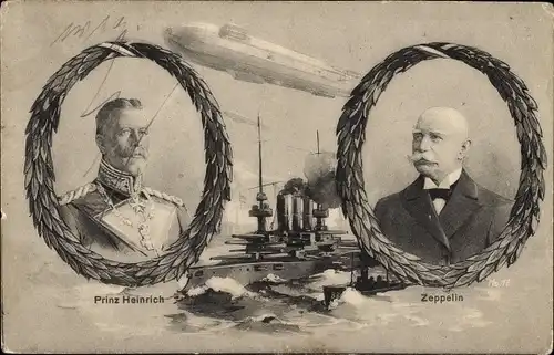 Ak Großadmiral Prinz Albert Wilhelm Heinrich von Preußen, Zeppelin, Kriegsschiff