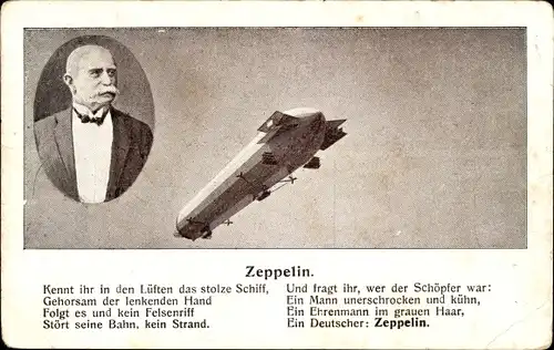Gedicht Ak Zeppelin, Kennt ihr in den Lüften das stolze Schiff