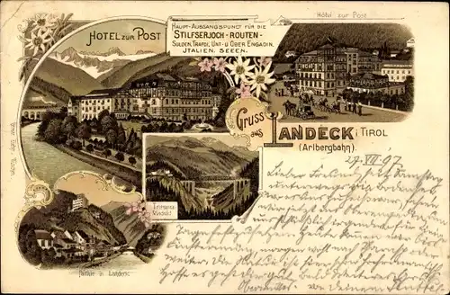 Litho Landeck in Tirol, Hotel zur Post, Viadukt