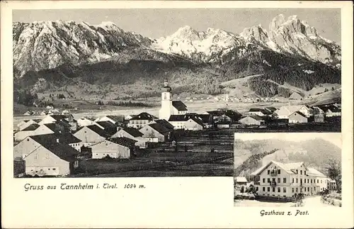 Ak Tannheim in Tirol, Totalansicht, Gasthaus zur Post