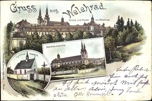 Litho Velehrad Welehrad Region Zlin, Wallfahrtskirche, Cyrillus Kapelle, Kloster