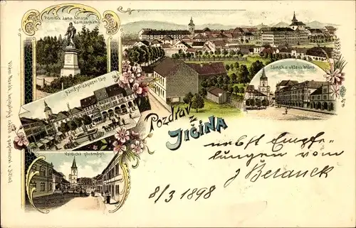 Litho Jičín Jitschin Region Königgrätz, Denkmal, Stadtansichten