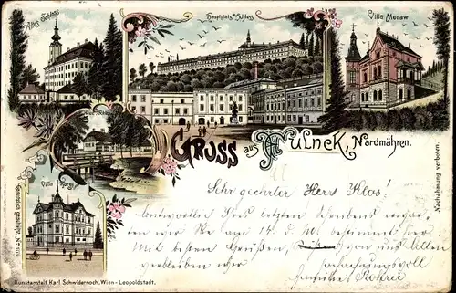 Litho Fulnek Region Mährisch Schlesien, Villa Moraw, Schloss