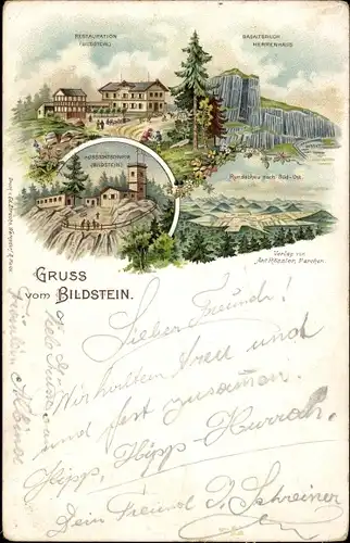 Litho Bildstein in Vorarlberg, Aussichtsturm, Landschaft