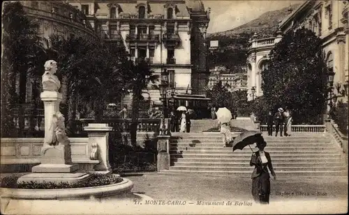 Ak Monte-Carlo Monaco Berlios-Denkmal