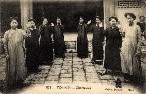 Ak Tonkin Vietnam, Sänger, Sänger, Junge Frauen, Gruppenfoto