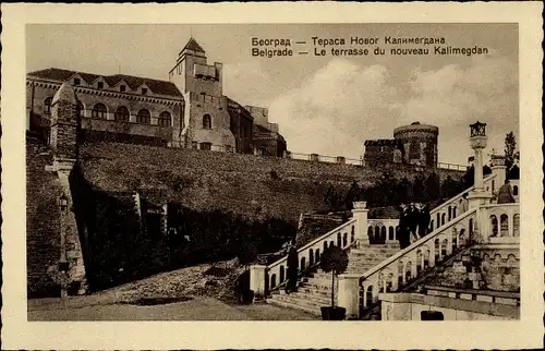 Ak Belgrad Belgrad Serbien, Terrasse des neuen Kalimegdan