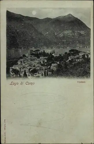 Mondschein Ak Torno Lago di Como Lombardia, Gesamtansicht