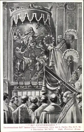 Künstler Ak Roma Rom Lazio, 50. Anniversario, Papst Pius X.