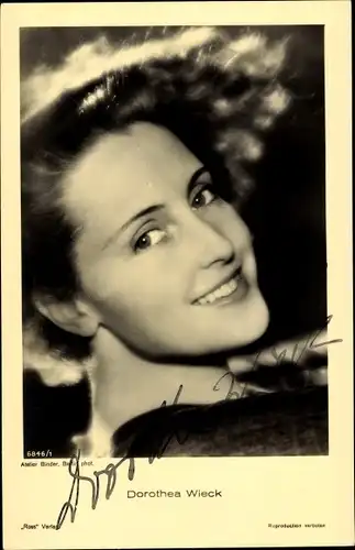 Ak Schauspielerin Dorothea Wieck, Portrait, Ross Verlag 6846 1, Autogramm