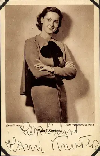 Ak Schauspielerin Hansi Knoteck, Portrait, Autogramm