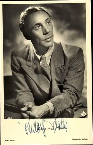 Ak Schauspieler Rudolf Platte, Portrait, Autogramm