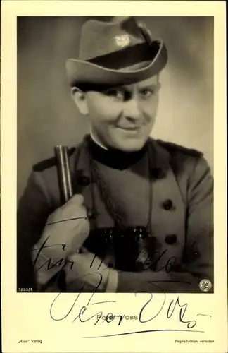 Ak Schauspieler Peter Voss, Portrait als Jäger, Ross Verlag 7295/1, Autogramm