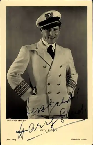 Ak Schauspieler Harry Gondi, Portrait in Uniform, Autogramm