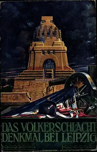 Künstler Ak Wasser, Leipzig in Sachsen, Blick auf das Völkerschlachtdenkmal, Einweihung 1913