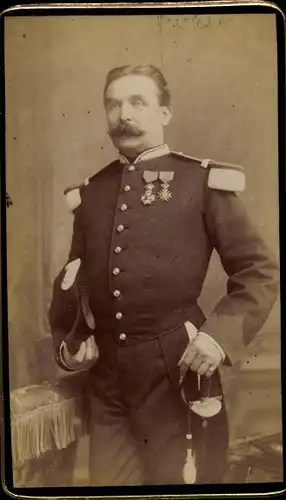 CdV Französischer Soldat, Dritte Republik, Uniform, Standportrait, Orden, Degen