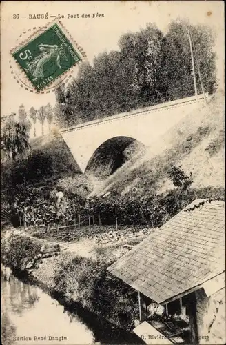 Ak Baugé Maine et Loire, Le Pont de Fees