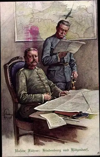 Künstler Ak Unsere Führer, Generalfeldmarschall Paul von Hindenburg, Franz Conrad von Hötzendorf