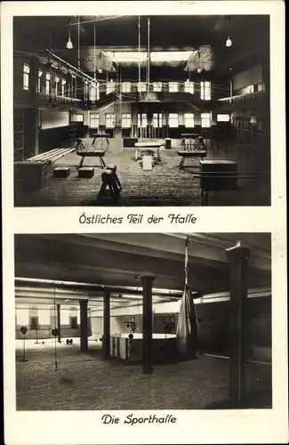 Ak Leipzig in Sachsen, Arbeiter Turn und Sport Schule Leipzig, Innenansicht, Sporthalle