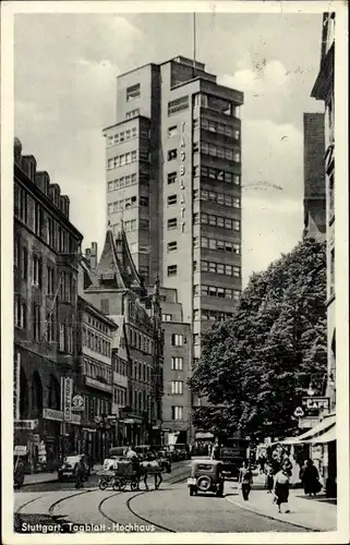 Ak Stuttgart in Württemberg, Tageblatt-Hochhaus