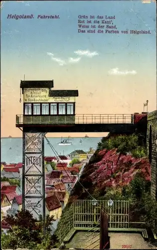 Ak Helgoland in Schleswig Holstein, Fahrstuhl