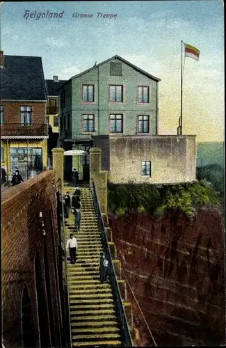 Ak Nordseeinsel Helgoland, Große Treppe