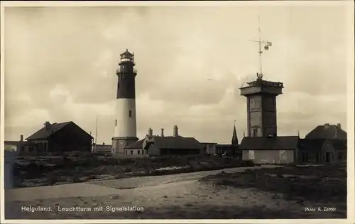 Ak Nordseeinsel Helgoland, Leuchtturm, Signalstation