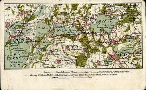 Landkarten Ak Eutin in Ostholstein, Dieksee, Keller See, Suhrer See, Plön