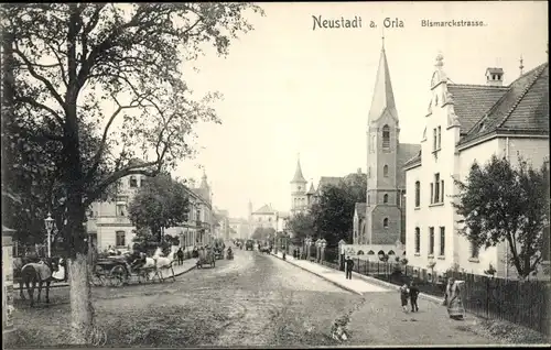 Ak Neustadt a. Orla, Blick zur Bismarckstraße, Kirche