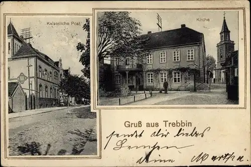 Ak Trebbin im Kreis Teltow Fläming, Kirche, Kaiserliche Post