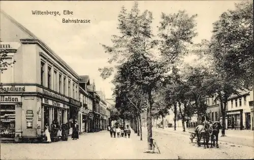 Ak Wittenberge an der Elbe Prignitz, Bahnstraße, Geschäft