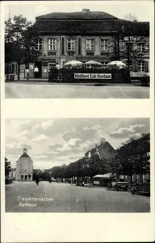 Ak Treuenbrietzen a.d. Nieplitz, Konditorei Café Beerbaum, Rathaus